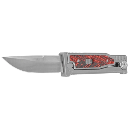 Nóż grawitacyjny Reate EXO-M OTF Gravity Drop Point Bead Blasted Titanium/Damascus Red-Black G10, Satin Elmax