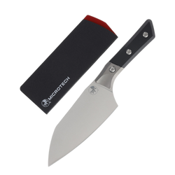 Microtech Santoku 6'' Knife Titanium Bolster/Black G10, Stonewashed M390MK (3200B-10BK)