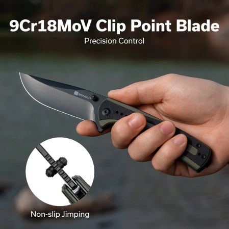 Sencut Regnator Knife Green / Black G10, Black 9Cr18MoV (S24057-2)