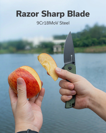 Nóż składany Sencut Praktisk Green Canvas Micarta, Black 9Cr18MoV (S24019-3)