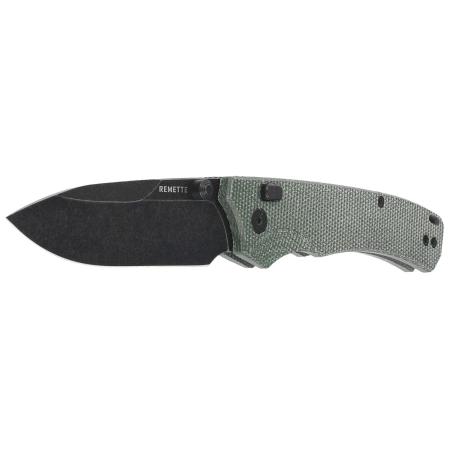 Remette WD107MGB Knife Military Green Micarta, Black Titanium 14C28N