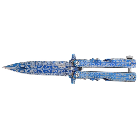 Nóż składany motylek Martinez Albainox RainBlue Balisong Blue Printed Steel, Blue Printed 3Cr13Mov (02140)