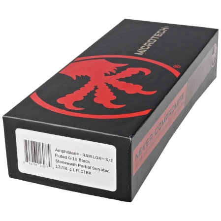Nóż składany Microtech Amphibian Ram-Lok S/E Black Fluted G10, Stonewashed P/S M390MK by Tony Marfione (137RL-11FLGTBK)
