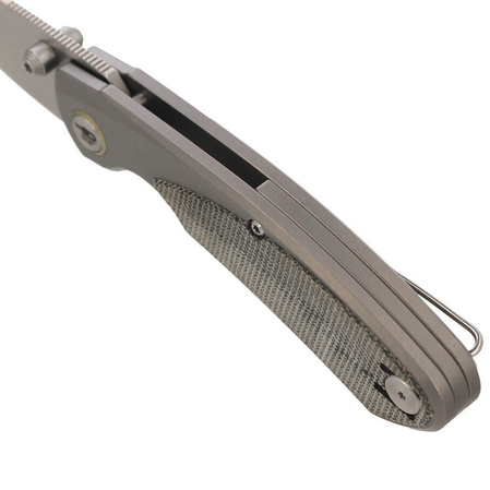 Nóż składany Bestech Lito Grey Titanium / Black Canvas Micarta, Satin M390 by Ostap Hel (BT2307A)