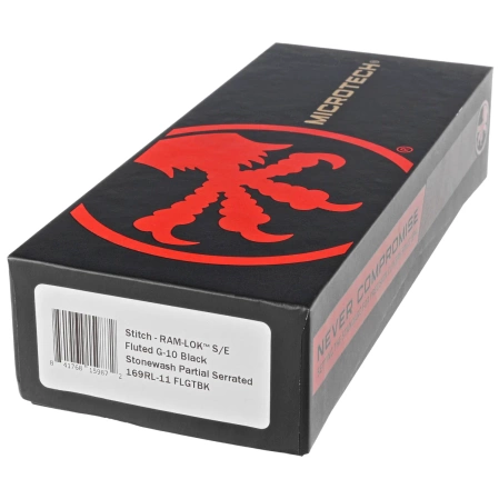 Microtech Stitch Ram-Lok S/E Knife Black Fluted G10, Stonewashed P/S M390MK by Borka Blades and Tony Marfione (169RL-11FLGTBK)