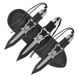 Martinez Albainox Skull Throwing Knife Set 3 pcs Black Paracord, Black 3Cr13Mov (32344)