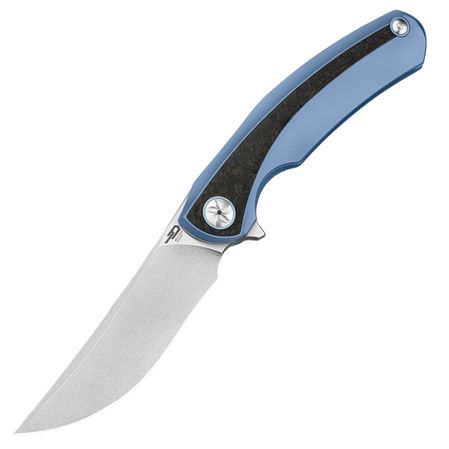 Bestech Sambac Knife Blue Titanium / Marbled Carbon Fiber, Stonewashed / Satin MagnaCut by Ostap Hel (BT2402D)