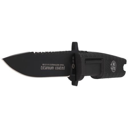 K25 RK-31910 Knife Black Rubber, Black Titanium 7Cr17Mov