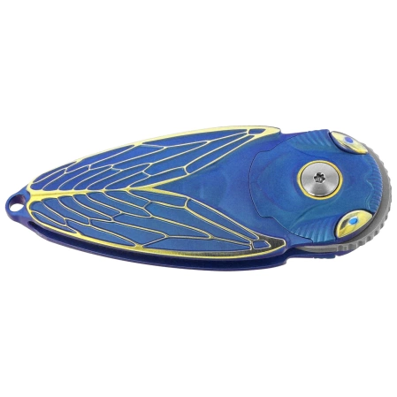 Rike Knife RK Cicada-BG Knife Blue / Gold Titanium, Bead Blasted M390