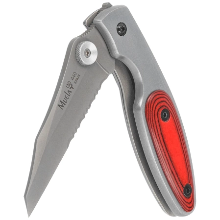 Muela KSC-7R Gray Aluminum/Red Pakka Wood, Satin 440C Knife