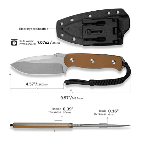 Nóż Sencut Toxodon Brown G10, Stonewashed 9Cr18MoV (S24036-3)