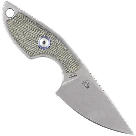 MKM Mikro 1 Green Canvas Micarta Neck Knife, Stonewashed M390 by Jesper Voxnæs (MKMR01-GC)