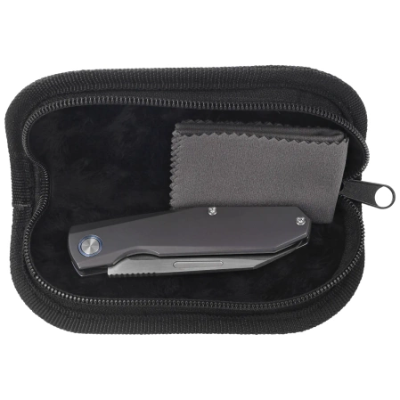 Remette Squirrel Knife Blue Titanium, Manual Fine Grinding Satin M390 (RTDP-C)