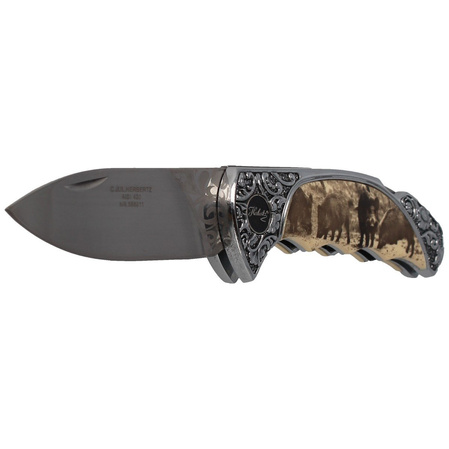 Nóż składany myśliwski motyw dzika Herbertz Solingen Plastic / Stainless, Mirror 420 (ART000401 - 588611)