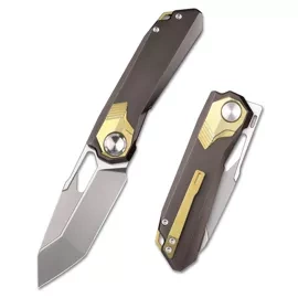 Remette RT-Peregrine Falcon Knife Brown/Gold Titanium, Hand Grinding Pearlescent M390 (RTT1-B)