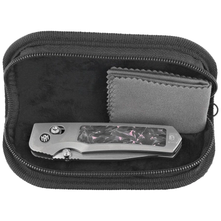 Remette RT-Aurora Knife Gray Titanium/Carbon Fiber, Manual Fine Grinding Satin/Pearlescent M390 (AURA-P)