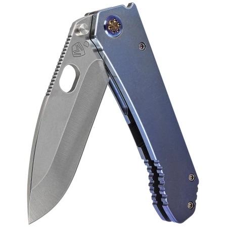 Nóż składany Medford 187 DP Blue Titanium, Flamed HW/Clip, Tumbled D2 by Greg Medford