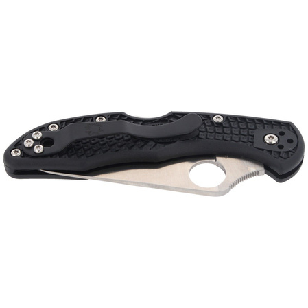 Spyderco Delica 4 FRN Black Flat Ground PlainEdge Knife (C11FPBK)