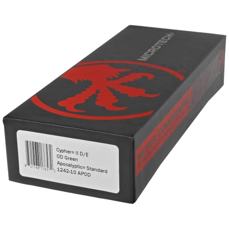 Microtech Cypher II D/E OTF Knife OD Green Aluminum, Apocalyptic M390MK by Deryk Munroe and Tony Marfione (1242-10APOD)