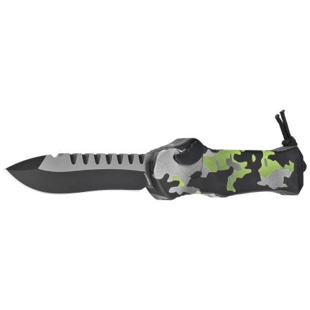 Nóż automatyczny OTF Heretic Hydra R/E Heretic Camo Aluminium, Black/Satin MagnaCut by Tony Marfione Jr.