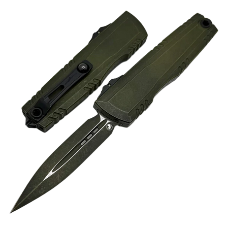 Nóż automatyczny OTF Microtech Luminary ZBP D/E Signature Grenade Green Aluminium, Grenade Green M390MK by Tony Marfione (1270-1WGGS)
