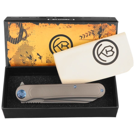 Nóż składany Kubey KB Knives Dandy Grey Titanium, Sandblasted CPM S90V by Maksym Tkachuk (KB247J)