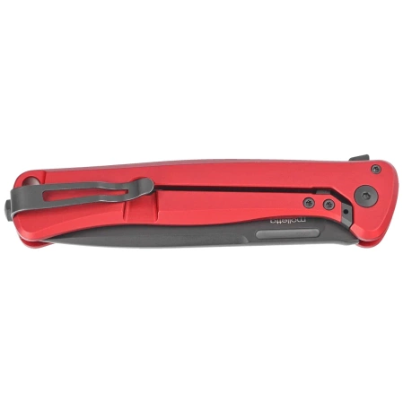LionSteel Skinny Knife Red Aluminum/Black Canvas Micarta, Old Black MagnaCut by Molletta (SK01A RB)