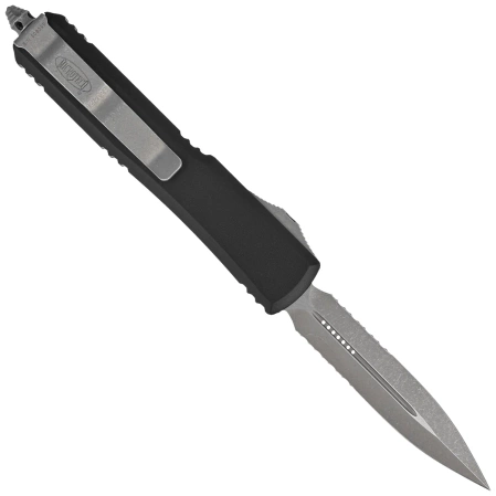 Nóż automatyczny OTF Microtech Ultratech D/E Black Aluminium, Apocalyptic M390 by Tony Marfione (122-11AP)