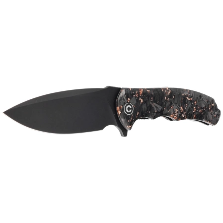 Civivi Praxis Shredded Carbon Fiber / Copper Shred, Black Stonewashed 9Cr18MoV knife (C803I)