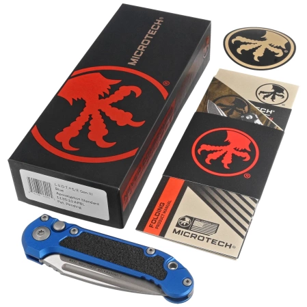 Nóż automatyczny Microtech LUDT Gen III S/E Blue Aluminium, Apocalyptic M390MK by Tony Marfione (1135-10APBL)