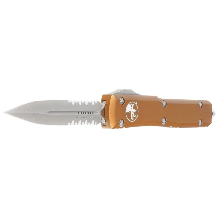Nóż automatyczny OTF Microtech Ultratech D/E Tan Aluminium, Apocalyptic P/S M390 by Tony Marfione (122-11APTA)