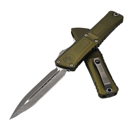 Microtech Combat Troodon Gen III D/E OTF Knife OD Green Aluminum, Apocalyptic M390MK by Tony Marfione (1142-10APOD)