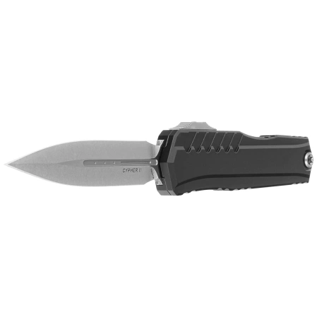 Nóż automatyczny OTF Microtech Cypher II D/E Black Aluminium, Stonewashed M390MK by Deryk Munroe and Tony Marfione (1242-10)