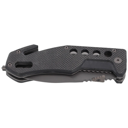 BlackFox G10 Black Rescue Folding Knife (BF-115)
