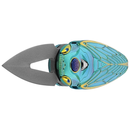 Rike Knife RK Cicada-GG Green / Gold Titanium, Bead Blasted M390