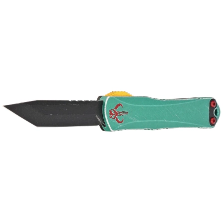 Nóż automatyczny OTF Heretic Manticore S T/E Bounty Hunter/Camo Carbon, Battleworn Black Cerakote MagnaCut by Tony Marfione Jr.