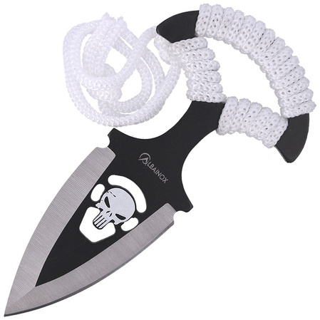 Martinez Albainox Skull Push Dagger White Cord, Black/Satin 3Cr13Mov (32452)
