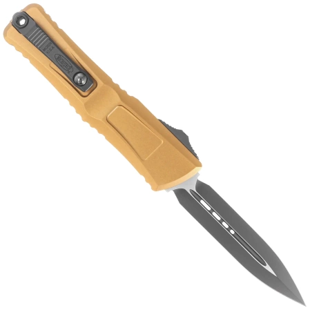 Microtech Combat Troodon Gen III D/E OTF Knife Tan Aluminum, Black M390MK by Tony Marfione (1142-1TA)