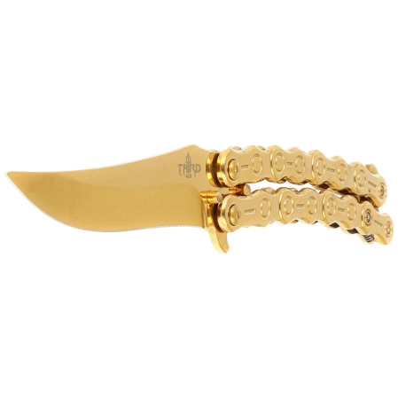 Nóż motylkowy Third Decor Habitat Balisong Chain Gold Titanium Stainless Steel, Gold Titanium 420 (K2819D)