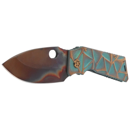 Nóż składany Medford TFF-1 Green Brsh/Bronze ''Stained Glass'', Bronze HW, Brsh/Bronze Clip, Vulcan S45VN by Greg Medford (MK0144VQ-35A4-T1C1-Q4)