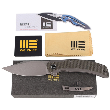 Nóż składany WE Knife Snick Gray Titanium / Dark Green Micarta, Gray Stonewashed CPM-20CV (WE19022F-5)
