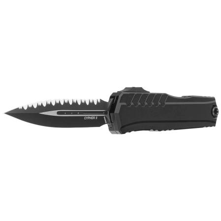 Nóż automatyczny OTF Microtech Cypher II D/E Black Aluminium, Black P/S M390MK by Deryk Munroe and Tony Marfione (1242-3T)
