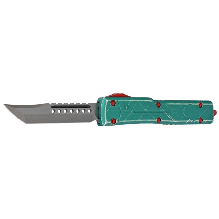 Nóż automatyczny OTF Microtech UTX-70 Hellhound Bounty Hunter Signature Distressed Green Aluminium, Apocalyptic M390 (419-10BH)