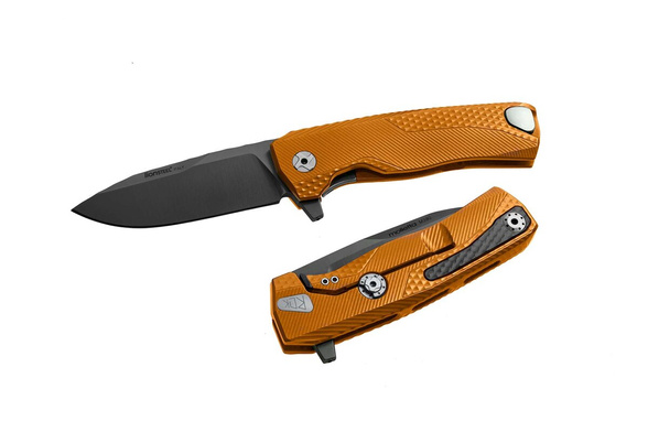 LionSteel ROK Knife Orange Aluminum, Black M390 by Molletta (ROK A OB)