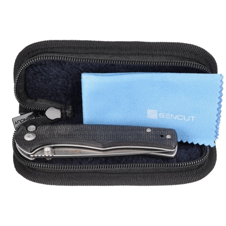 Sencut Crowley Black Micarta, Stonewashed D2 (S21012-2)