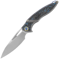 Nóż składany Rike Knife RK 1902 B/CF Titanium/Blue Carbon Fiber, Bead Blasted M390