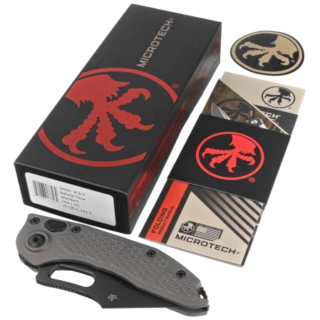 Nóż automatyczny Microtech Stitch-A S/E Natural Clear Aluminium, Black M390MK by Borka Blades and Tony Marfione (169-1NC)