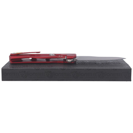 LionSteel ROK Knife Red Aluminum, Satin M390 by Molletta (ROK A RS)