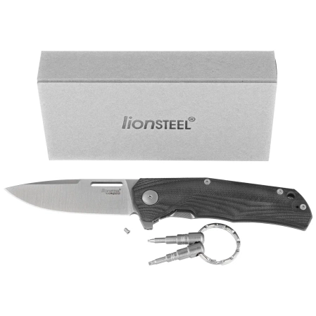 LionSteel Q4ttro Knife Black G10/Titanium, Satin MagnaCut by Molletta (Q4 GBK)