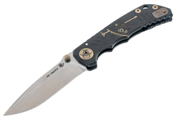 Spartan Blades Harsey Folder Plague Doctor Black/Gold Titanium MagnaCut by William W. Harsey (SF5DOCTOR BK)